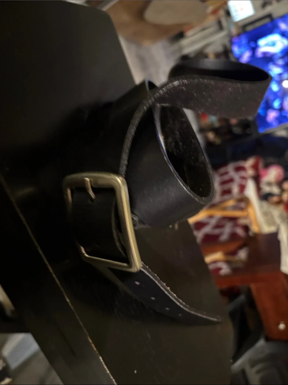 Tommy Bahama Black Leather Belt with Silver-Tone Square Buckle